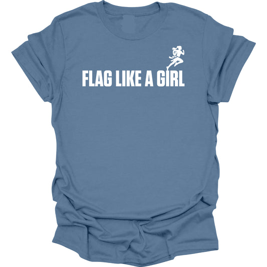Flag Like A Girl Girls Short Sleeve T-Shirt (Indigo Blue)