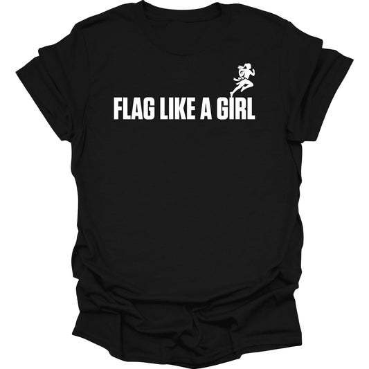 Flag Like A Girl Girls Short Sleeve T-Shirt (Black)