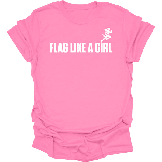 Flag Like A Girl Girls Short Sleeve T-Shirt (Pink)