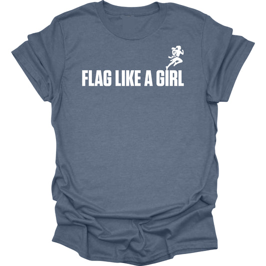 Flag Like A Girl Womens Short Sleeve T-Shirt (Heather Indigo Blue)