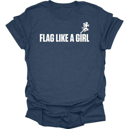 Flag Like A Girl Womens Short Sleeve T-Shirt (Heather Navy Blue)
