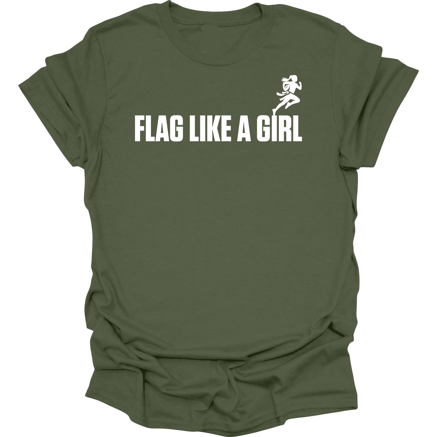 Flag Like A Girl Womens Short Sleeve T-Shirt (Military Green)