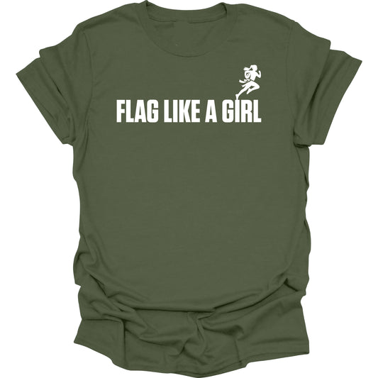 Flag Like A Girl Womens Short Sleeve T-Shirt (Military Green)