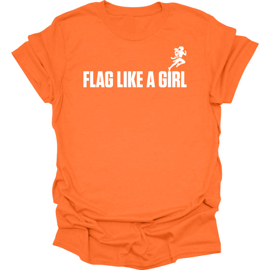 Flag Like A Girl Girls Short Sleeve T-Shirt (Orange)